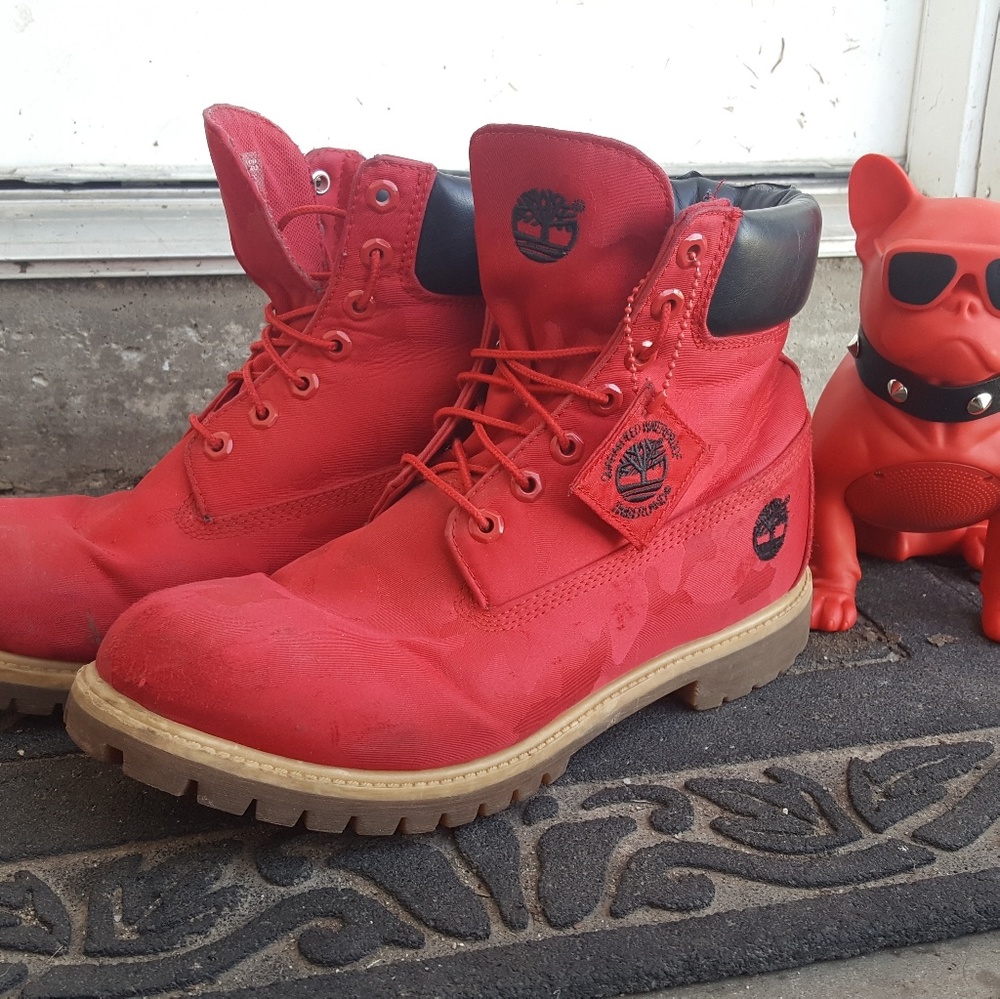 Red Timberlands (Camo Print)
